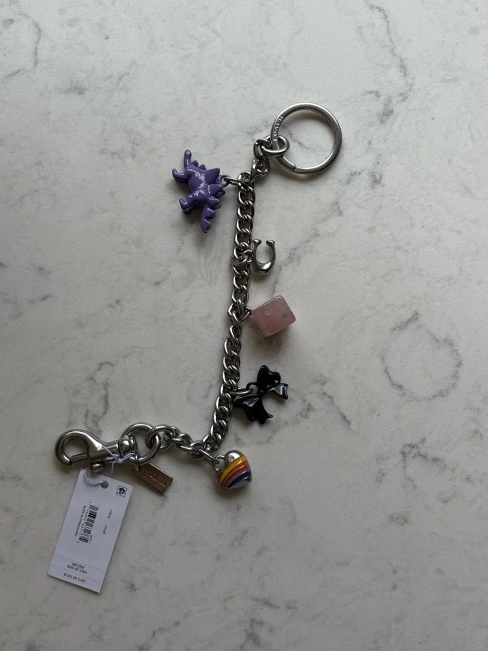 Coach Charm Keyring with Colorful Charms Bag Charm Chain